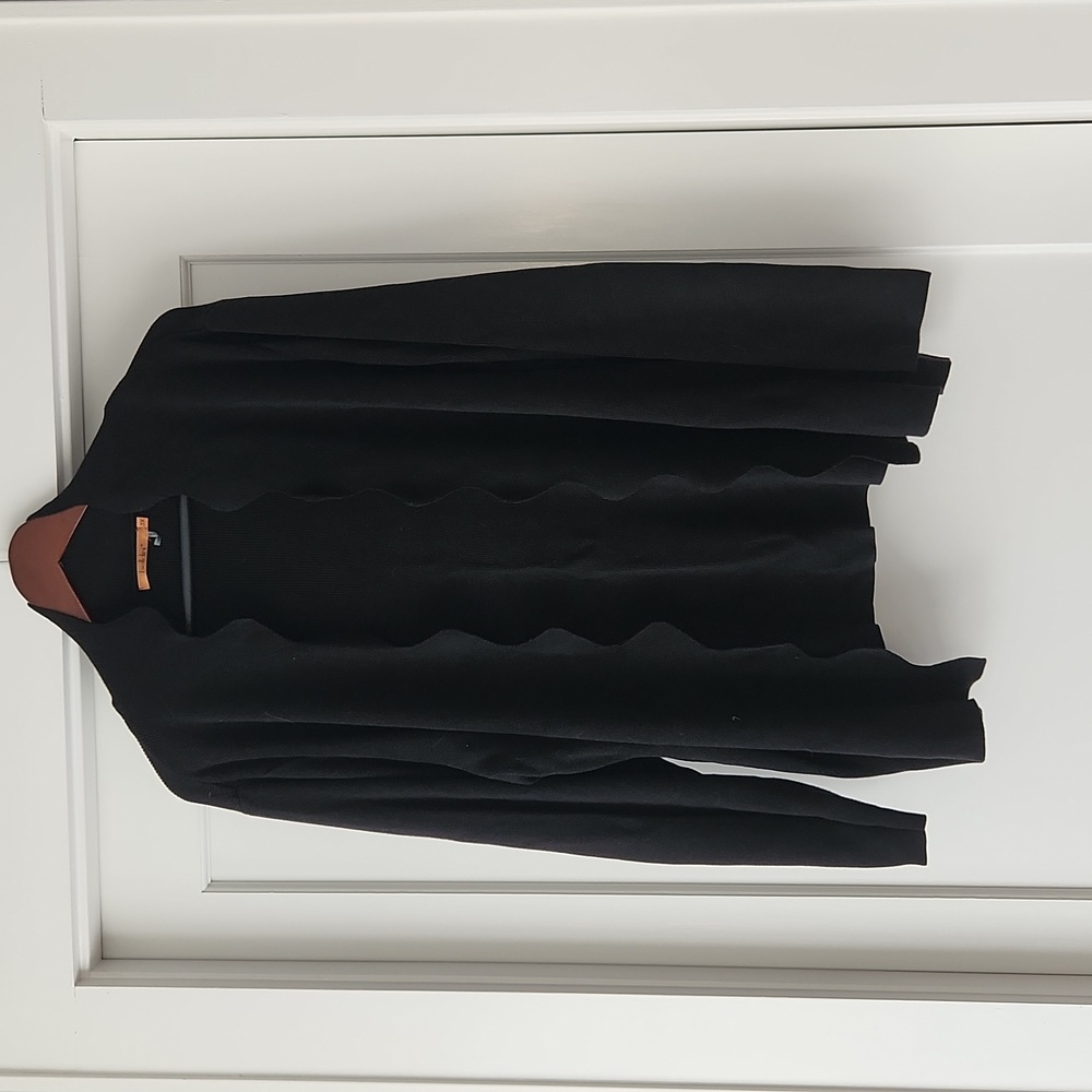 Black open front sweater
